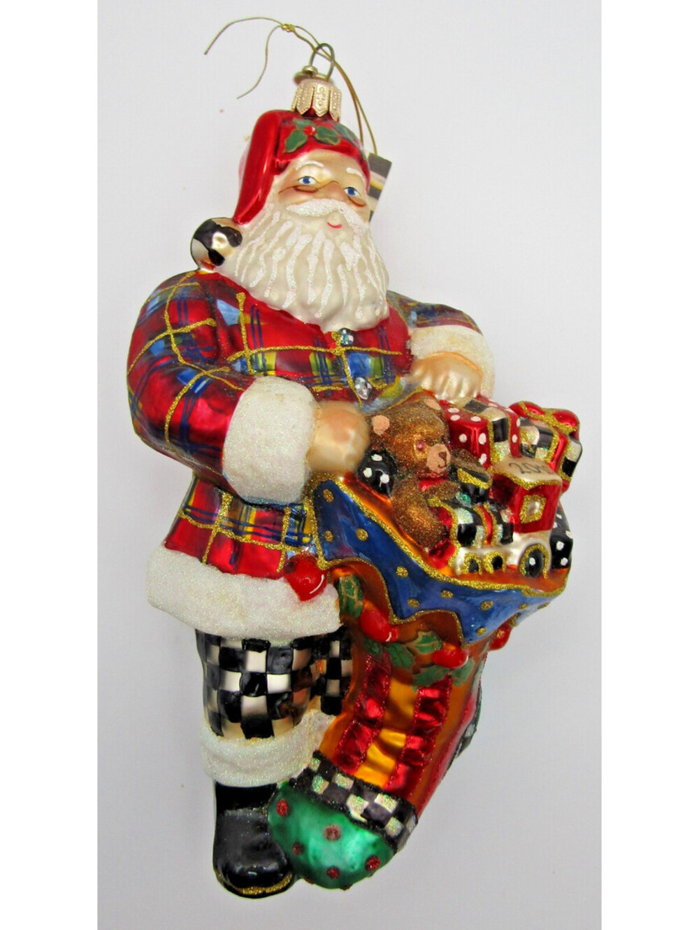 MacKenzie-Childs Holly Santa Ornament Poland 53910-26 with Tag and Box